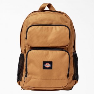 Kids' Dickies Double Pocket Backpack Brown | 6231409-FR