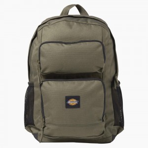 Kids' Dickies Double Pocket Backpack Green | 2765439-PZ