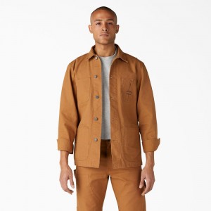 Men's Dickies 1922 Duck Chore Jacket Brown | 0925684-BC