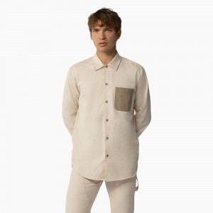 Men's Dickies 1922 Long Sleeve Shirt Beige | 4653792-KZ