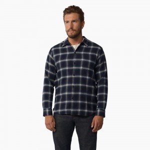 Men's Dickies 1922 Long Sleeve Shirt Navy | 6738420-CM