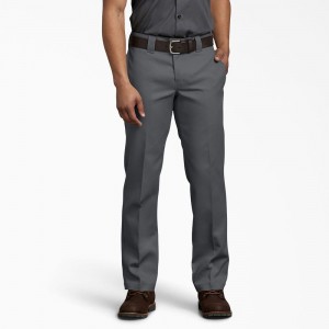 Men's Dickies 873 FLEX Slim Fit Work Pants Grey | 3582491-WX