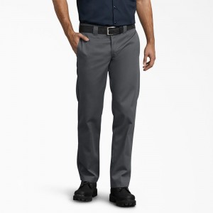 Men's Dickies 873 Slim Fit Work Pants Grey | 5986074-PB