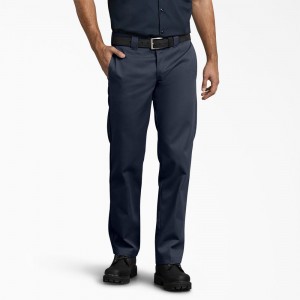 Men's Dickies 873 Slim Fit Work Pants Navy | 9142867-MQ