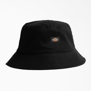 Men's Dickies Canvas Bucket Hat Black | 8126549-FM