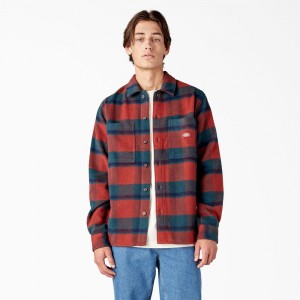 Men's Dickies Coaling Wool Blend Shirt Red | 2971658-SR