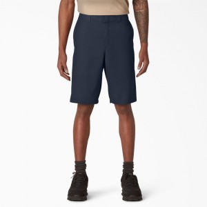 Men's Dickies Cooling Active Waist Shorts Navy | 1520436-RJ