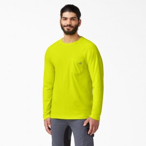 Men's Dickies Cooling Long Sleeve Pocket T-Shirt Green | 2506974-BT