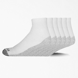 Men's Dickies Dri-Tech Quarter 6-Pack Socks White | 9176203-ZY