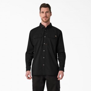 Men's Dickies DuraTech Ranger Ripstop Shirt Black | 4316859-GH