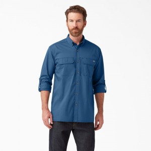 Men's Dickies DuraTech Ranger Ripstop Shirt Blue | 8147526-TZ