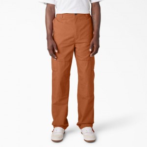 Men's Dickies Eagle Bend Relaxed Fit Double Knee Cargo Pants Orange | 4861930-XW