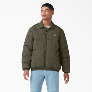 Men's Dickies Eisenhower Puffer Jacket Green | 2843175-SB