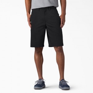 Men's Dickies FLEX Cooling Regular Fit Utility Shorts Black | 7632058-XA