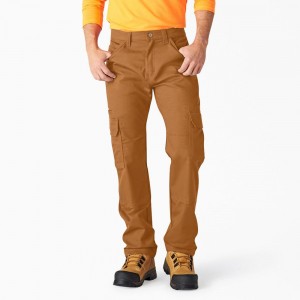 Men's Dickies FLEX DuraTech Relaxed Fit Duck Cargo Pants Brown | 9153726-MC