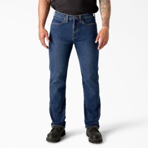 Men's Dickies FLEX Regular Fit 5-Pocket Jeans Blue | 9056843-MV