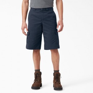 Men's Dickies FLEX Relaxed Fit Cargo Shorts Navy | 2951640-DK