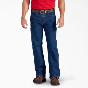 Men's Dickies FLEX Relaxed Fit Carpenter Jeans Blue | 5742968-PY