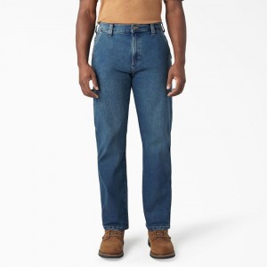 Men's Dickies FLEX Relaxed Fit Carpenter Jeans Blue | 7390164-NK