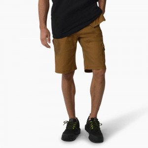 Men's Dickies FLEX Temp-iQ® 365 Regular Fit Tech Duck Shorts Brown | 5806921-ZB