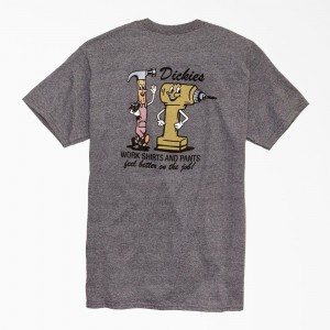 Men's Dickies Feel Better On The Job Graphic T-Shirt Grey | 7463210-SD