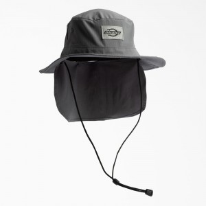 Men's Dickies Full Brim Ripstop Boonie with Neck Shade Hat Grey | 2175340-HS