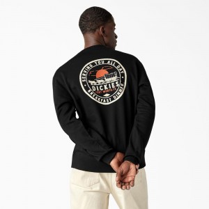 Men's Dickies Greensburg Graphic Sweatshirt Black | 2891574-EQ