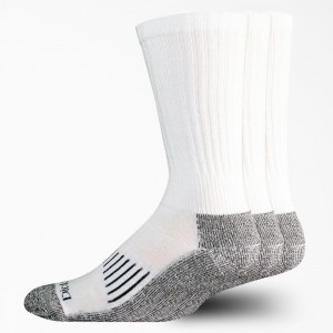 Men's Dickies Heavyweight Crew 3-Pack Socks White | 3724986-NO