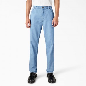 Men's Dickies Houston Relaxed Fit Jeans Blue | 9874251-EY