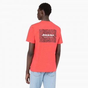 Men's Dickies Leesburg Short Sleeve T-Shirt Pink | 7583219-HW