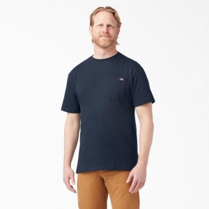 Men's Dickies Lightweight Short Sleeve Pocket T-Shirt Navy | 8913604-UV