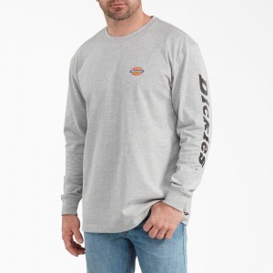 Men's Dickies Long-Sleeve Graphic T-Shirt Grey | 5612983-EG