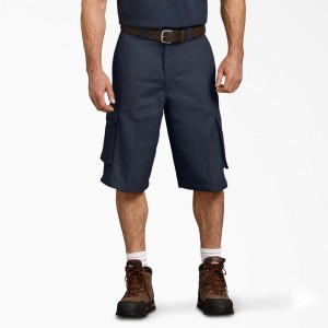 Men's Dickies Loose Fit Cargo Work Shorts Navy | 8269054-TH