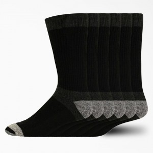 Men's Dickies Max Cushion Crew 6-Pack Socks Black | 2869074-NJ