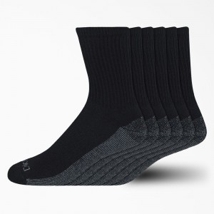 Men's Dickies Moisture Control Mid-Crew 6-Pack Socks Black | 5914032-QN