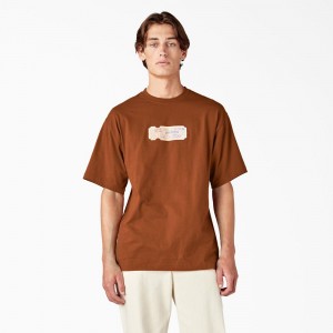 Men's Dickies Paxico Graphic T-Shirt Brown | 8195023-VL