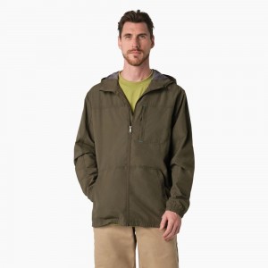 Men's Dickies ProTect Cooling Hooded Ripstop Jacket Green | 6413982-DF