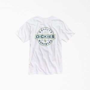 Men's Dickies Quality Workwear Graphic T-Shirt White | 9421658-HB