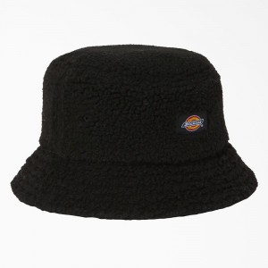 Men's Dickies Red Chute Fleece Bucket Hat Black | 2863741-RE