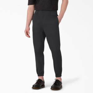 Men's Dickies Regular Fit Cropped Jogger Work Pants Black | 2853019-IM