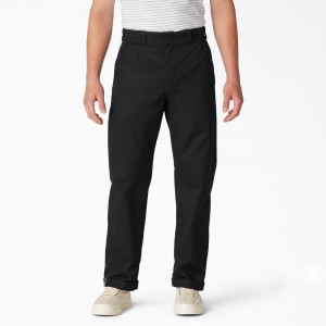 Men's Dickies Regular Fit Cuffed Work Pants Black | 1982046-PD