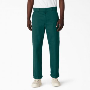 Men's Dickies Regular Fit Cuffed Work Pants Green | 1874630-VA