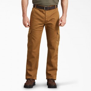 Men's Dickies Regular Fit Duck Cargo Pants Brown | 2809536-TX