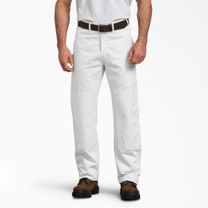 Men's Dickies Relaxed Fit Double Knee Carpenter Painter's Pants White | 1658027-AY