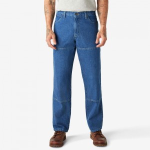 Men's Dickies Relaxed Fit Double Knee Jeans Blue | 7846935-AH