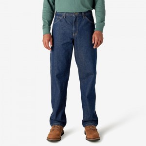 Men's Dickies Relaxed Fit Heavyweight Carpenter Jeans Blue | 8309147-HW