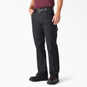 Men's Dickies Relaxed Fit Heavyweight Duck Carpenter Pants Black | 3649157-CT