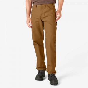 Men's Dickies Relaxed Fit Heavyweight Duck Carpenter Pants Brown | 0476958-JP