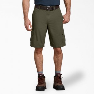 Men's Dickies Relaxed Fit Ripstop Cargo Shorts Green | 4896325-PO