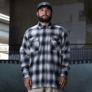 Men's Dickies Ronnie Sandoval Brushed Flannel Shirt Blue | 8540293-XR